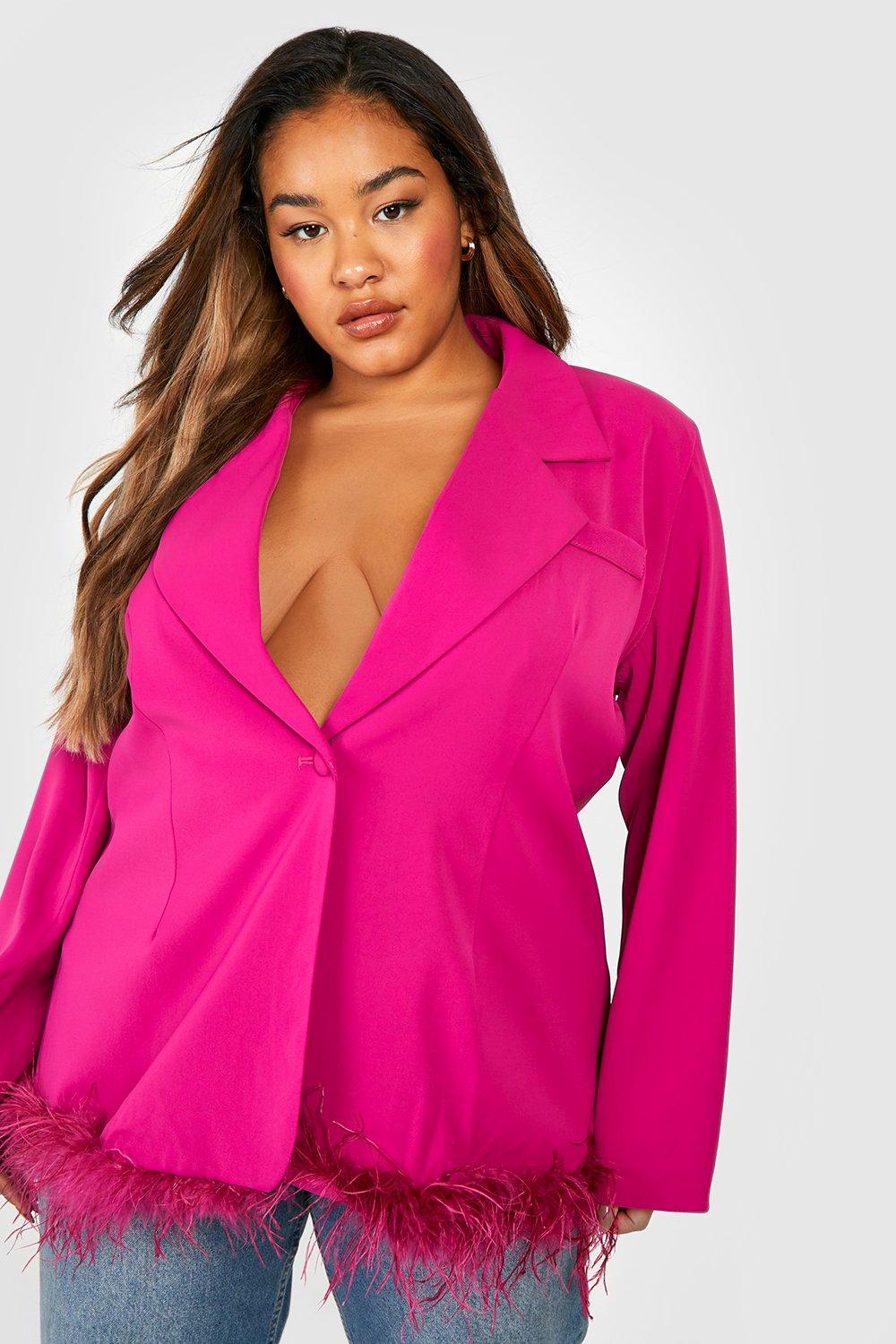 Plus size hot pink on sale jacket